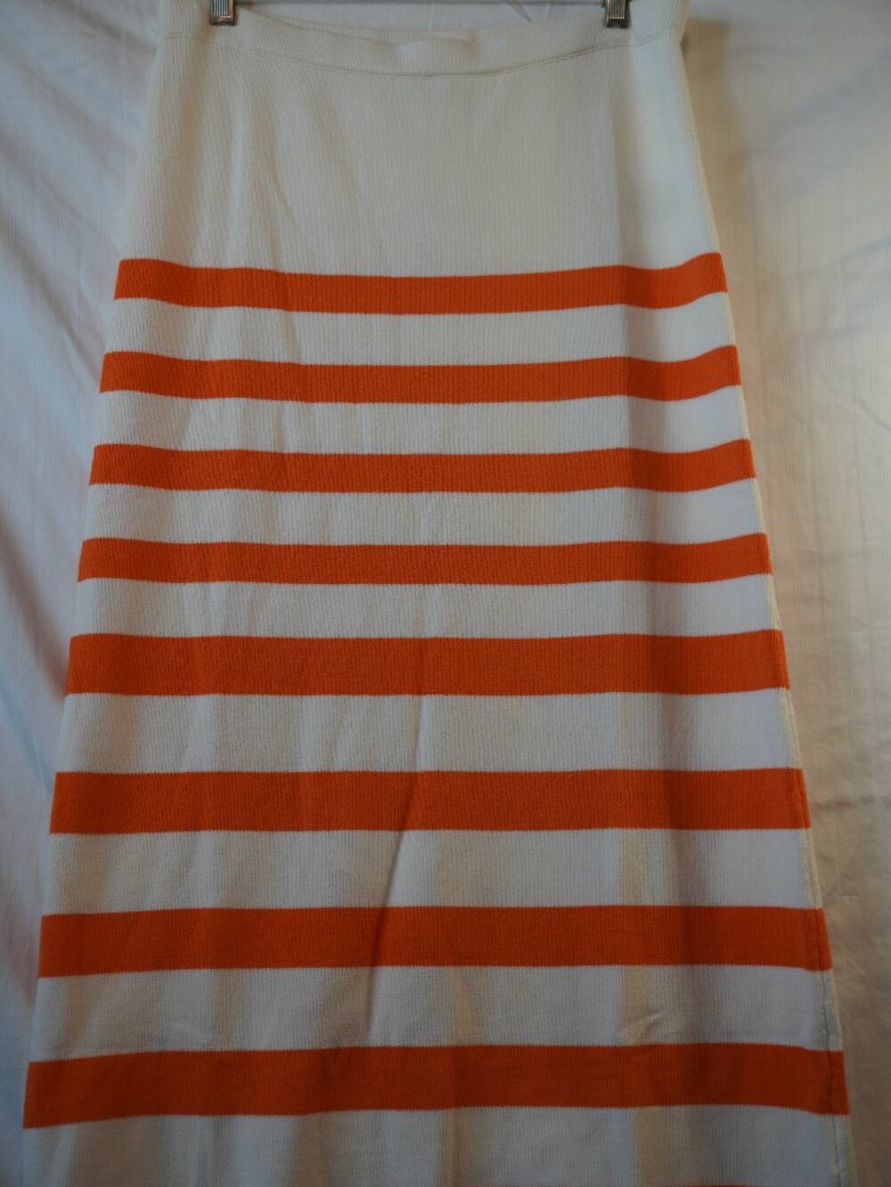 Walter Baker Striped Knit Maxi Skirt NWT L Orange Crush Cream Sweater Column